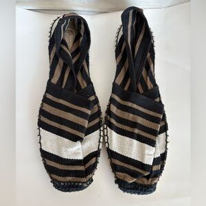 Toni Pons Striped Black and Brown espadrille Shoes SP45 US15